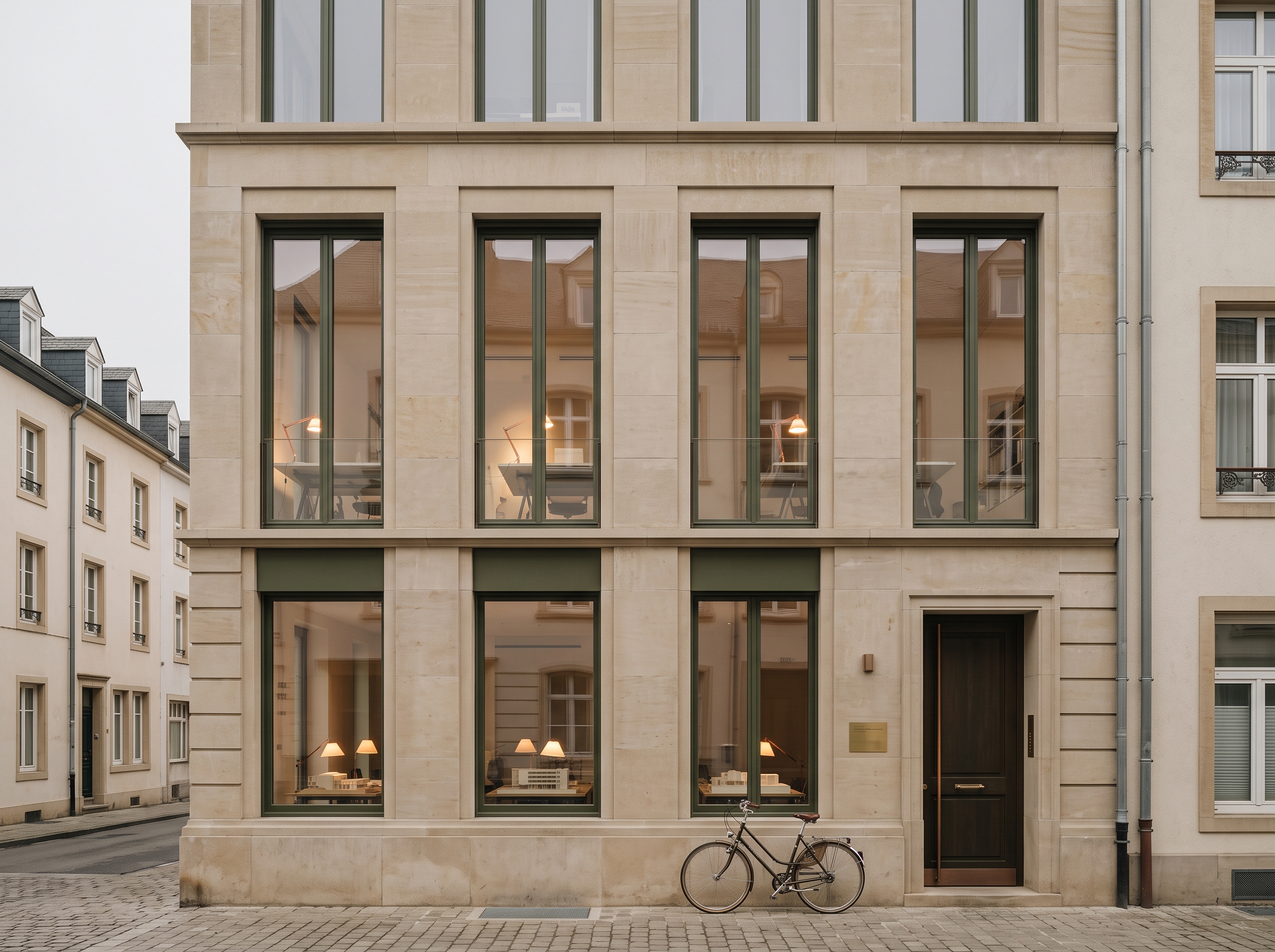 Façade de l'atelier Kieffer et Lanser, immeuble ancien du centre de Luxembourg-Ville