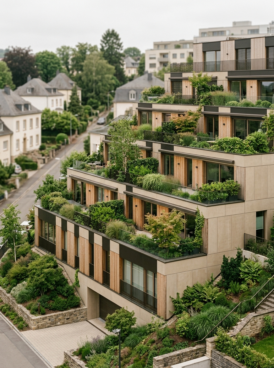 Les Terrasses de Merl : immeuble en gradins aux terrasses plantées